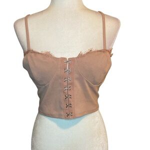 Pink Lace-Up Crop Top